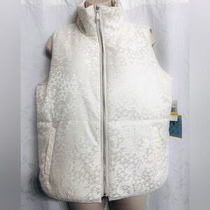CeCe NWT Women Ivory-Antique White Glitz & Glamour Quilted Puffy Vest Size M